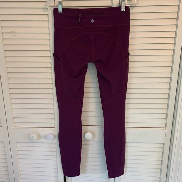 Lululemon Women's Size 6 Leggings 28" Inseam High Rise Pocket Purple Zip Pocket - Picture 1 of 14